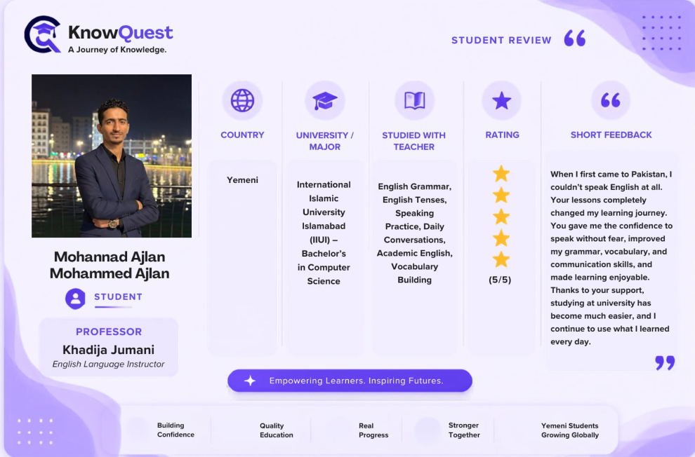 Mohannad Ajlan Student Review - KnowQuest
